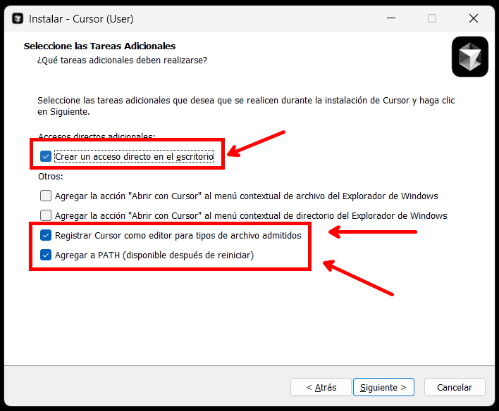 Opciones adicionales.