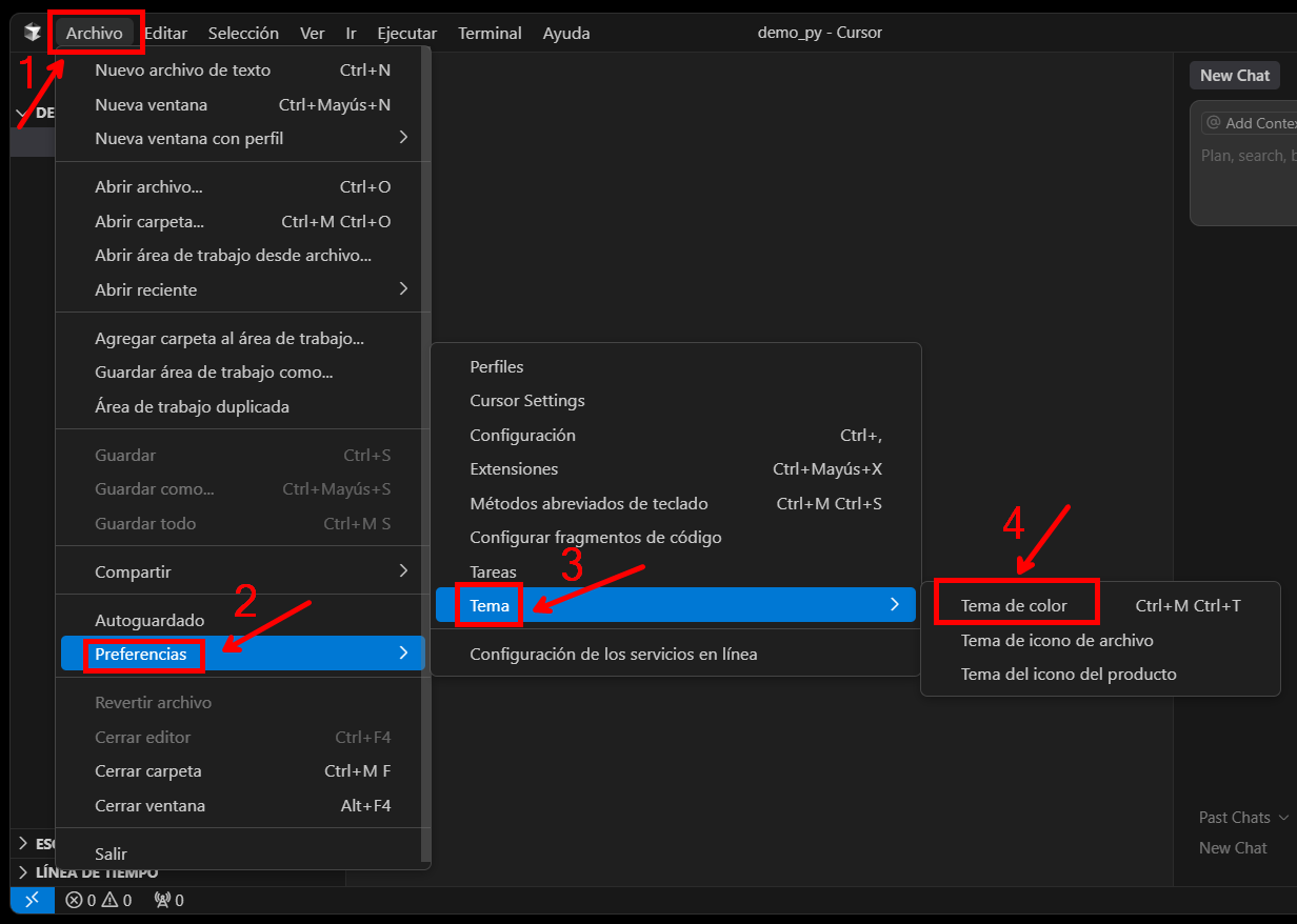 Acceder a cambiar de tema.