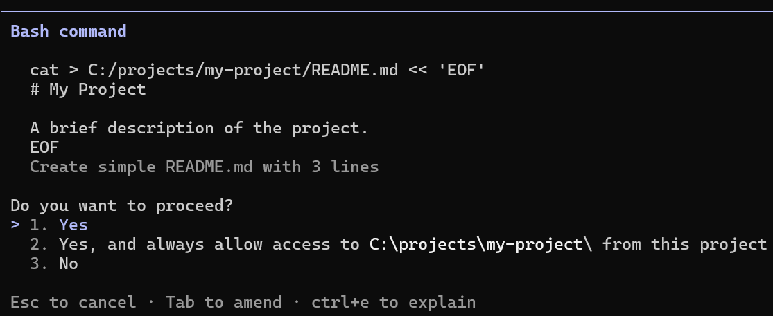 Prompt de aprobación de Bash