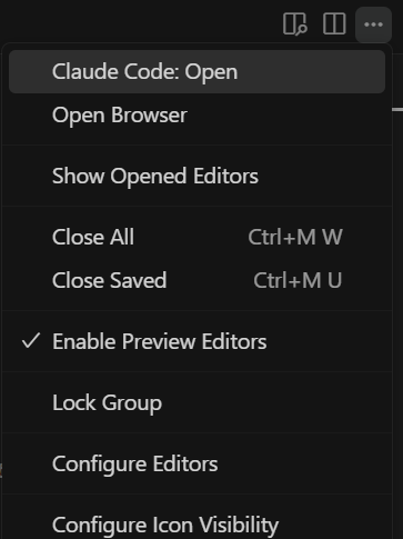 Opción Claude Code: Open en el menú contextual