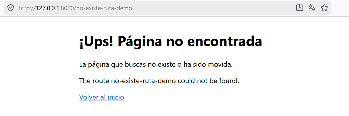 Página 404 personalizada servida desde