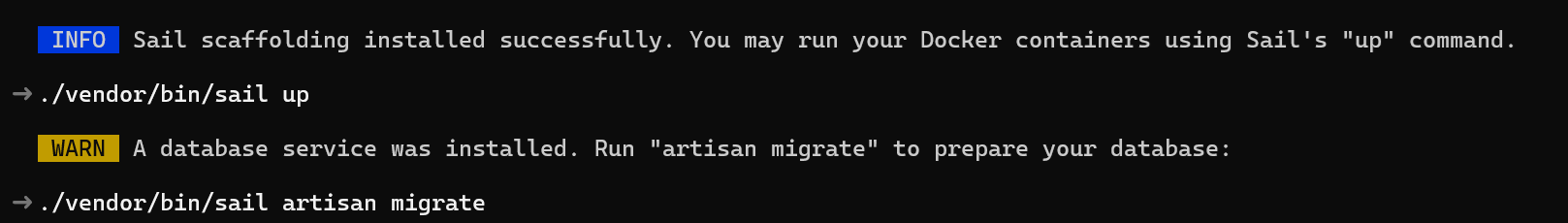 Asistente  seleccionando servicios Docker para el entorno