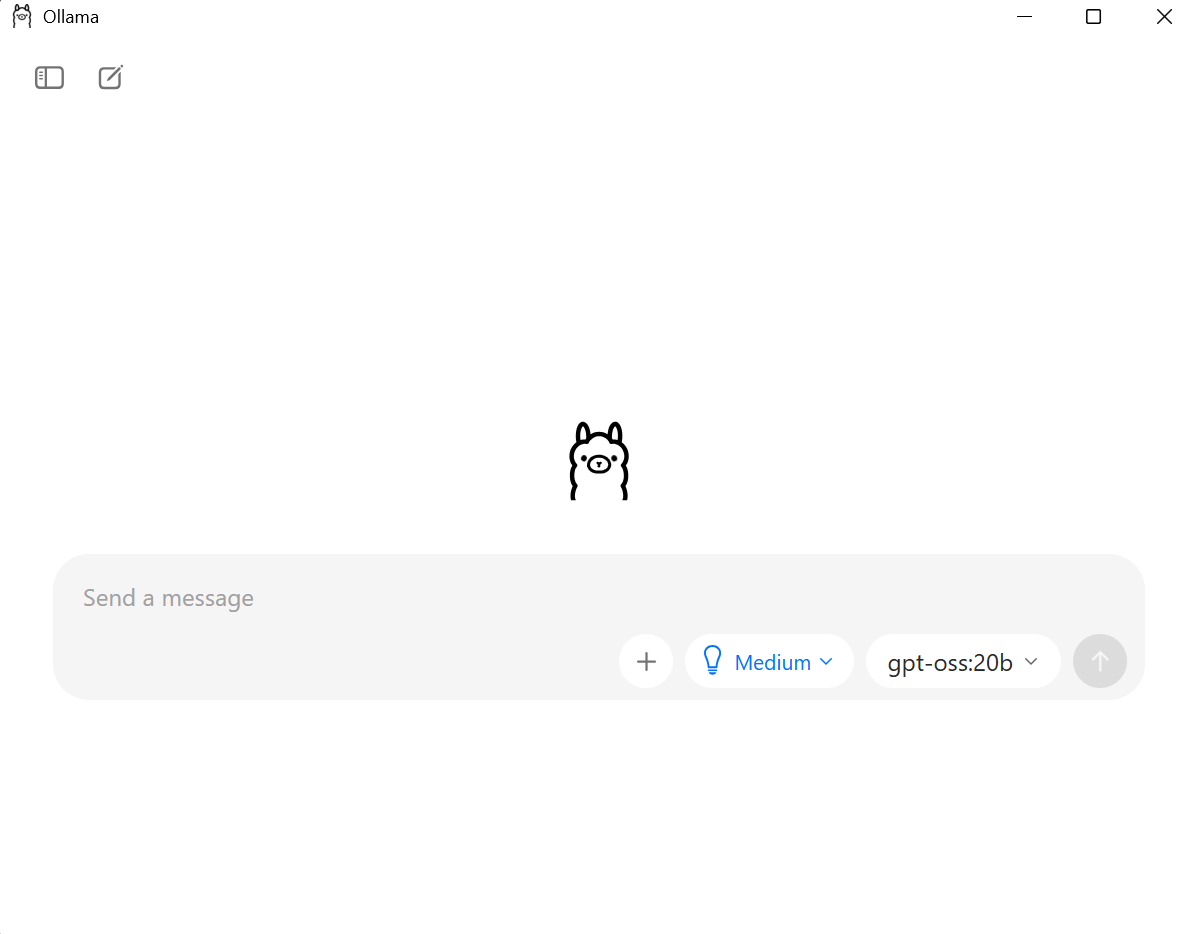 Ventana principal de la aplicación de escritorio de Ollama