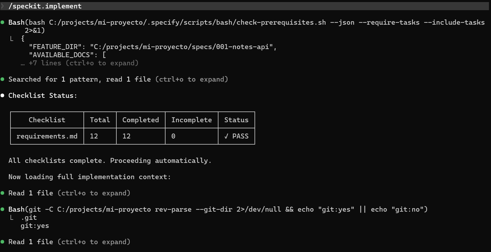 Ejecución del comando /speckit.implement (1)
