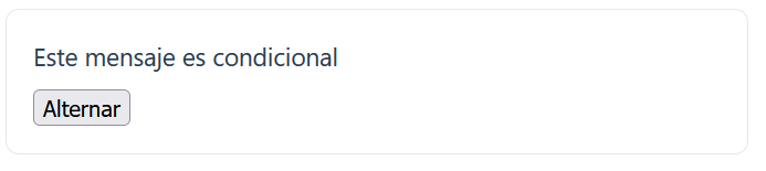 Vista con el mensaje visible tras cumplirse la condición de 