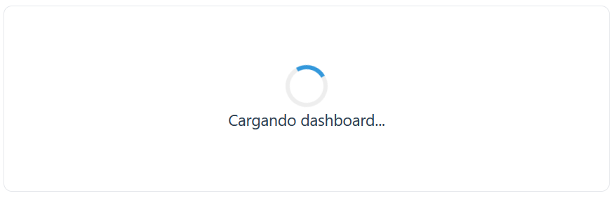 Estado de carga con mensaje «Cargando dashboard…» mientras  espera al componente asíncrono