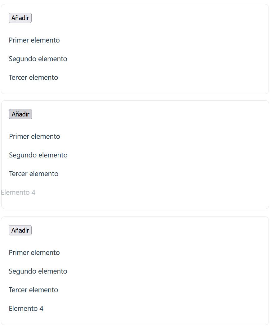 Lista numerada con elementos animados al añadir o quitar ítems mediante 