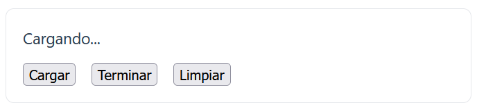 Interfaz con el mensaje «Cargando…» y botones para cambiar el valor de 